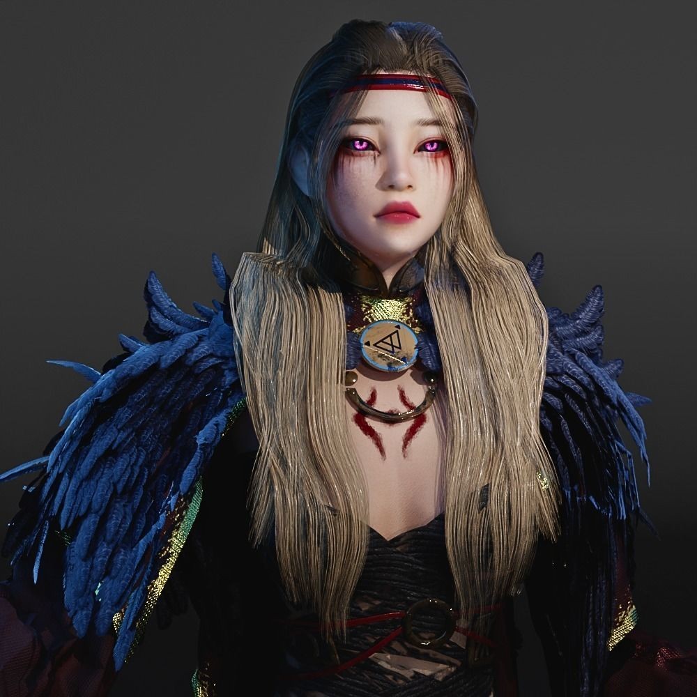 Viking Girl 3D Model – Low Poly Game Ready Character, FBX