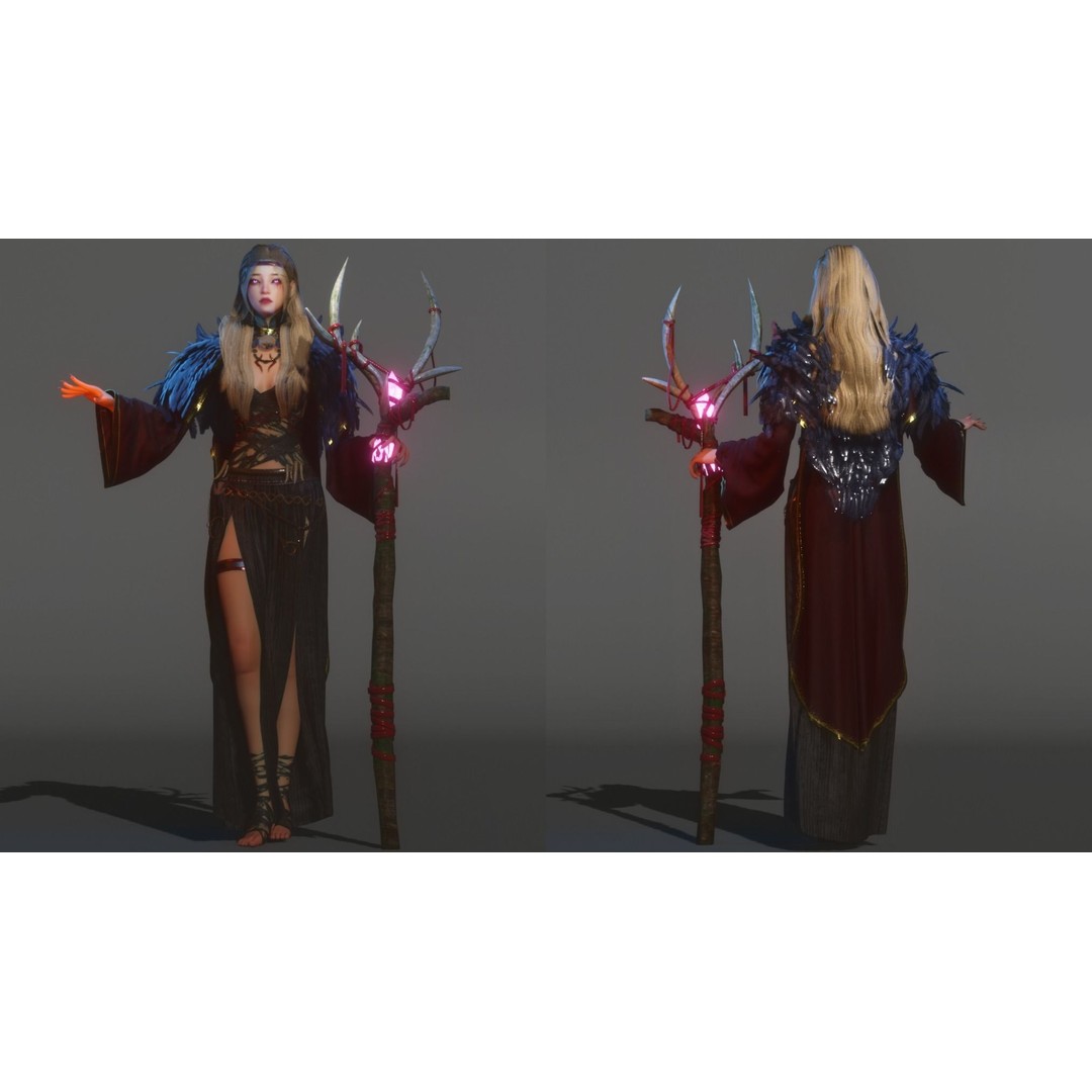 Viking Girl 3D Model – Low Poly Game Ready Character, FBX - View 4