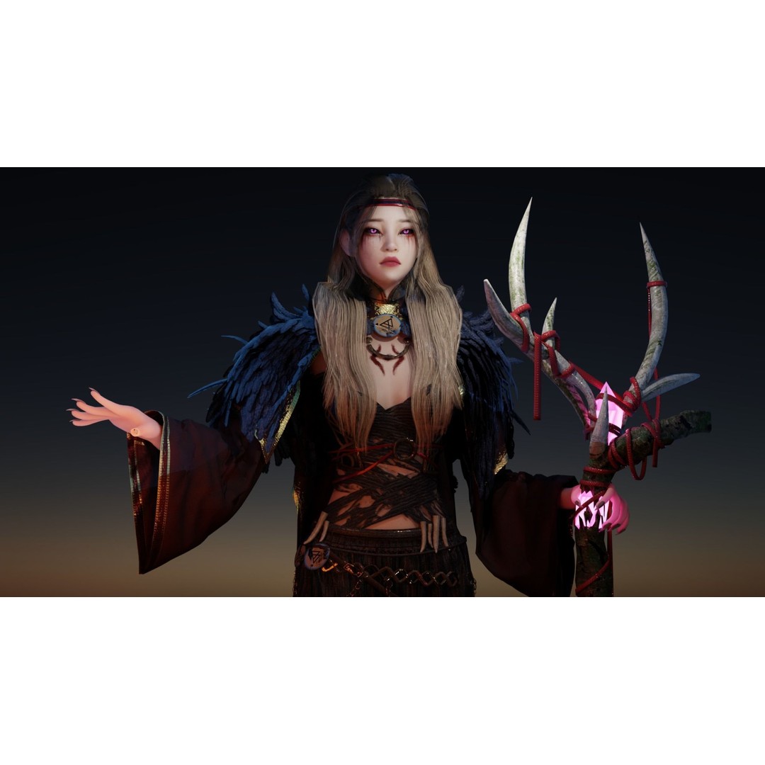 Viking Girl 3D Model – Low Poly Game Ready Character, FBX - View 9