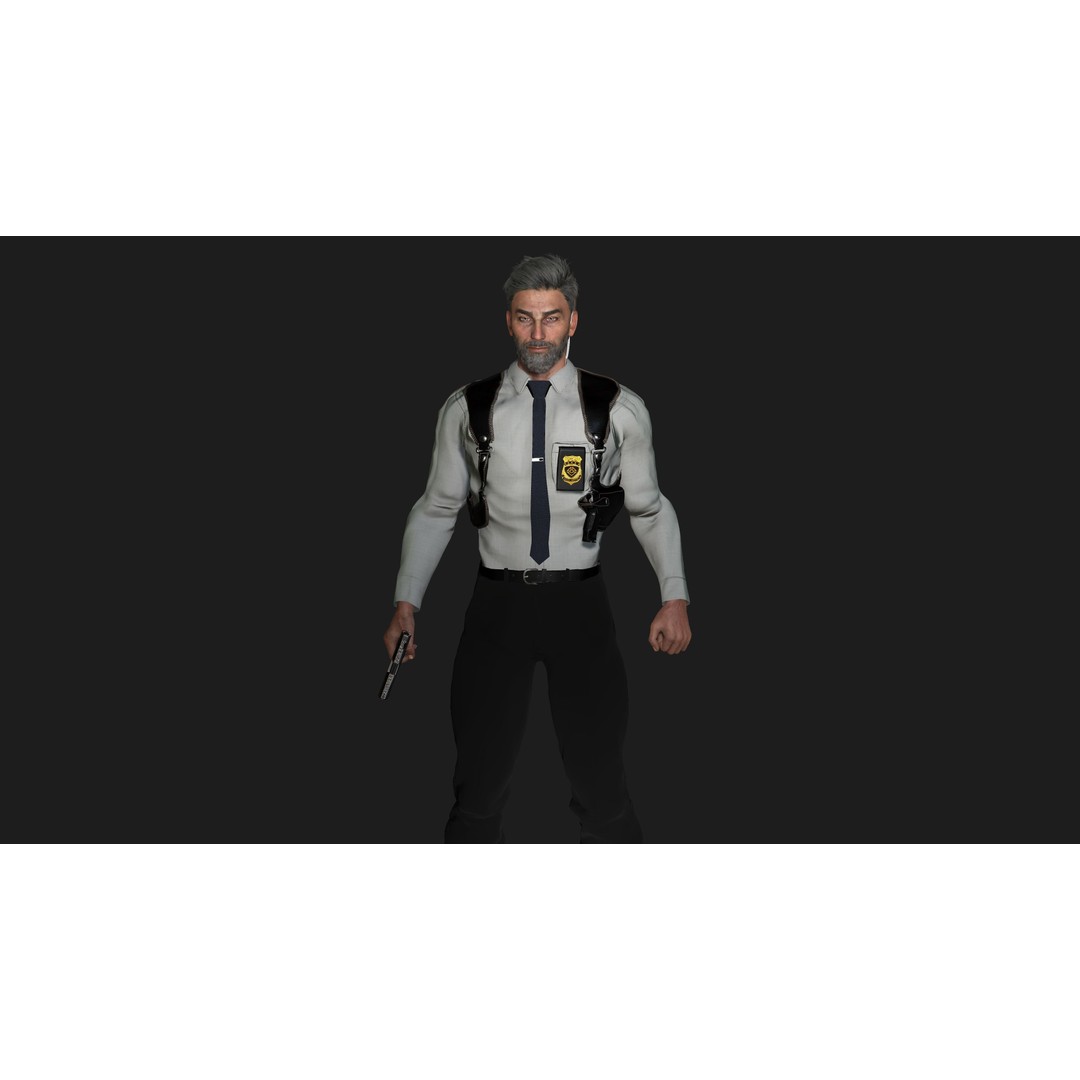 Police Man 3D Model – Realistic Rigged Game-Ready Character, FBX - View 3