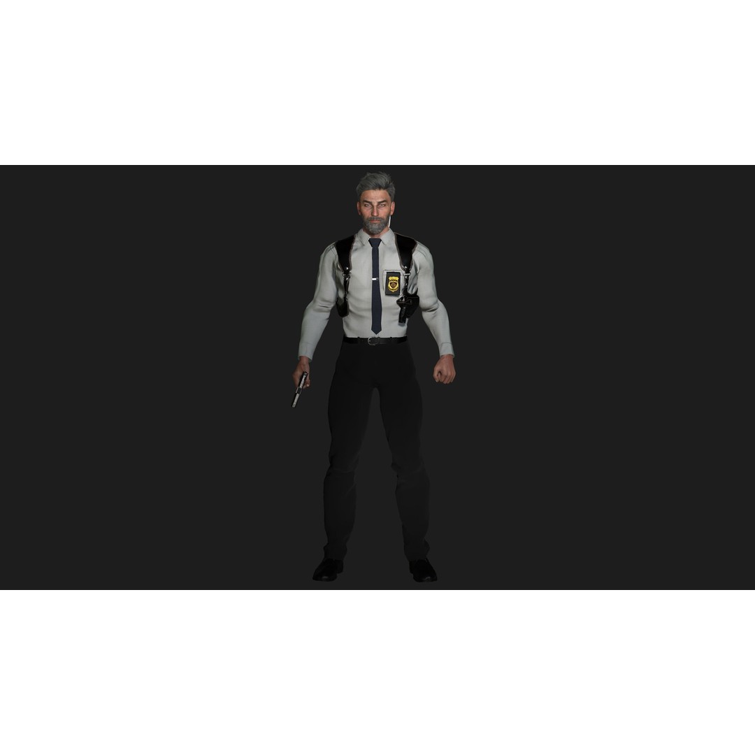 Police Man 3D Model – Realistic Rigged Game-Ready Character, FBX - View 8