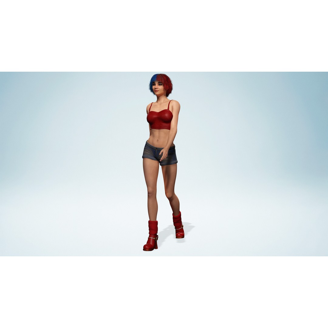 Teen Girl 3D Model – Crazy Realistic Low Poly Character, FBX - View 10
