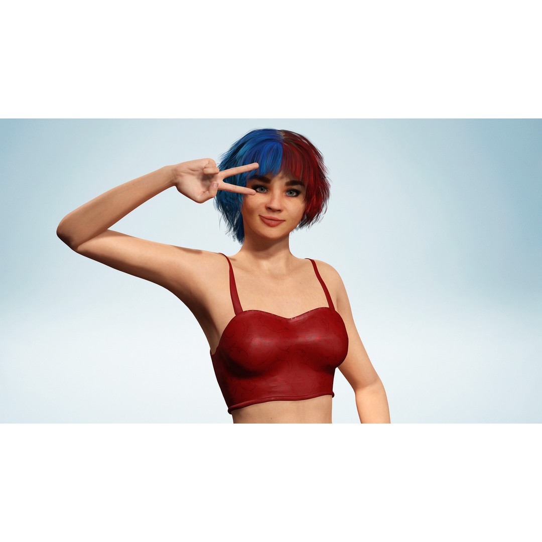 Teen Girl 3D Model – Crazy Realistic Low Poly Character, FBX - View 11