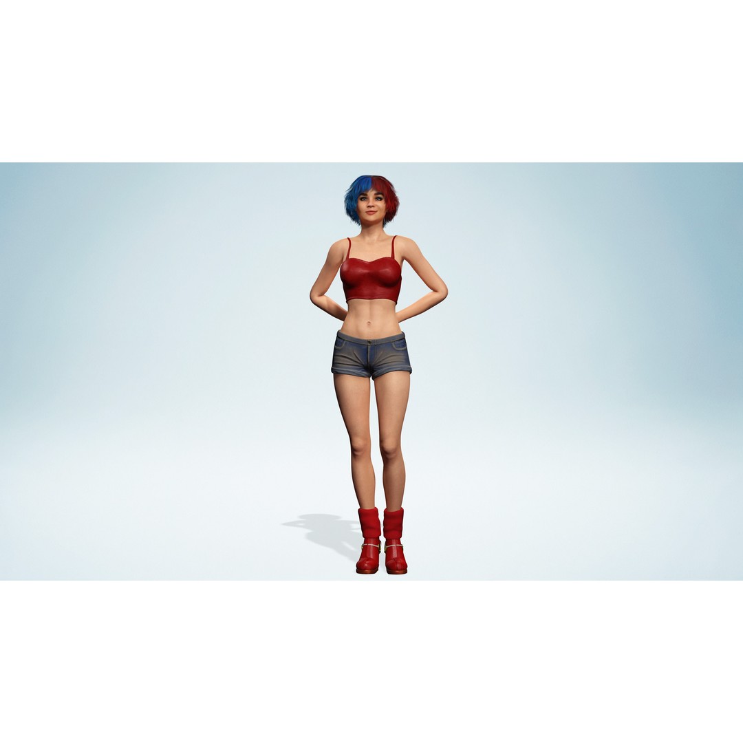 Teen Girl 3D Model – Crazy Realistic Low Poly Character, FBX - View 13