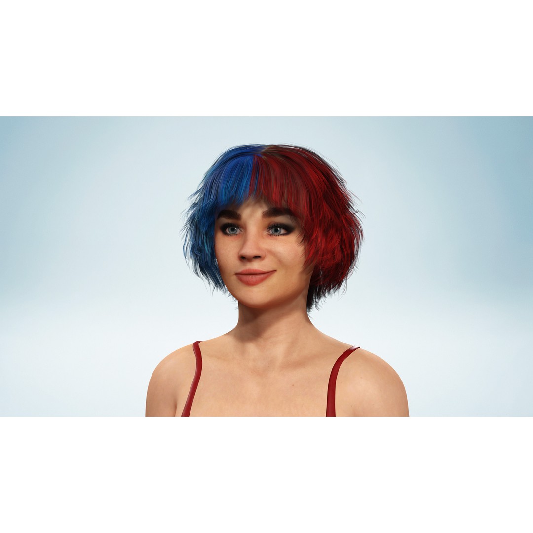 Teen Girl 3D Model – Crazy Realistic Low Poly Character, FBX - View 3