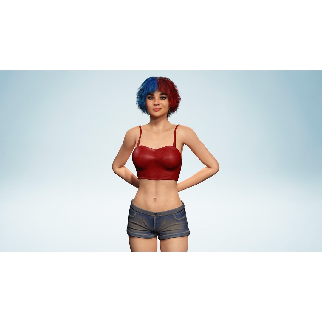 Teen Girl 3D Model – Crazy Realistic Low Poly Character, FBX - View 4