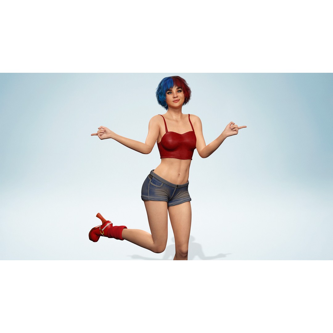 Teen Girl 3D Model – Crazy Realistic Low Poly Character, FBX - View 7