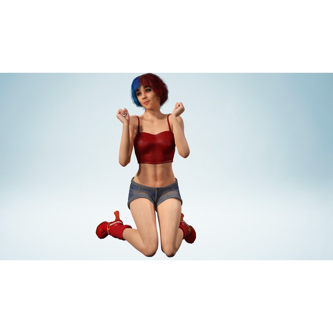 Teen Girl 3D Model – Crazy Realistic Low Poly Character, FBX - View 8