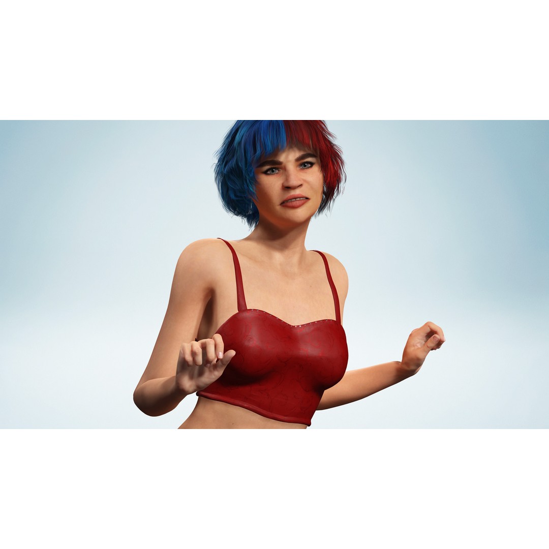 Teen Girl 3D Model – Crazy Realistic Low Poly Character, FBX - View 9
