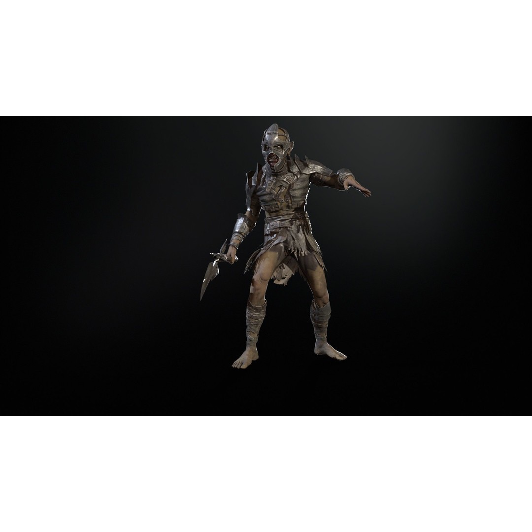 SkinnyOrc 3D Model – Low Poly Character with Animations, FBX - View 11