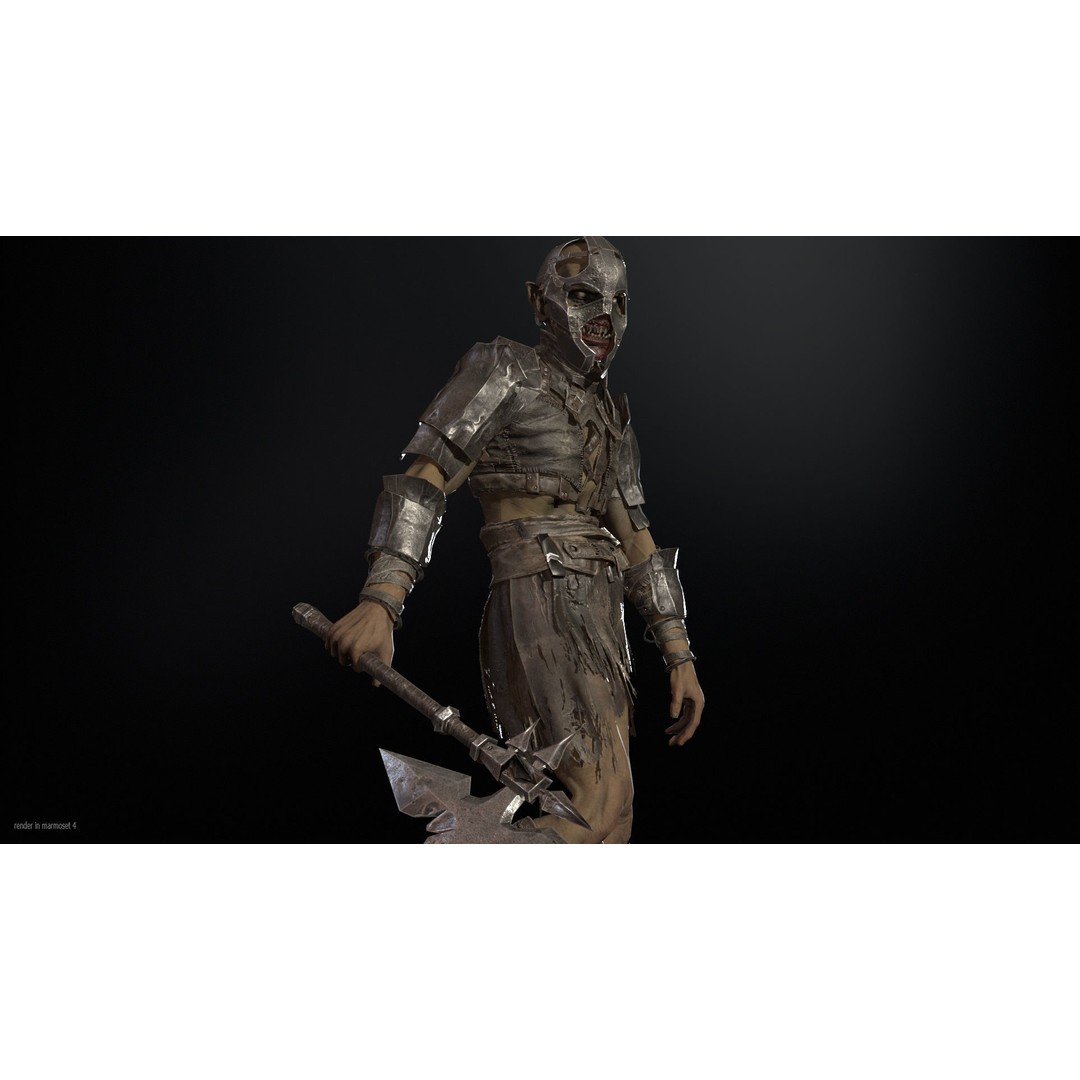 SkinnyOrc 3D Model – Low Poly Character with Animations, FBX - View 4
