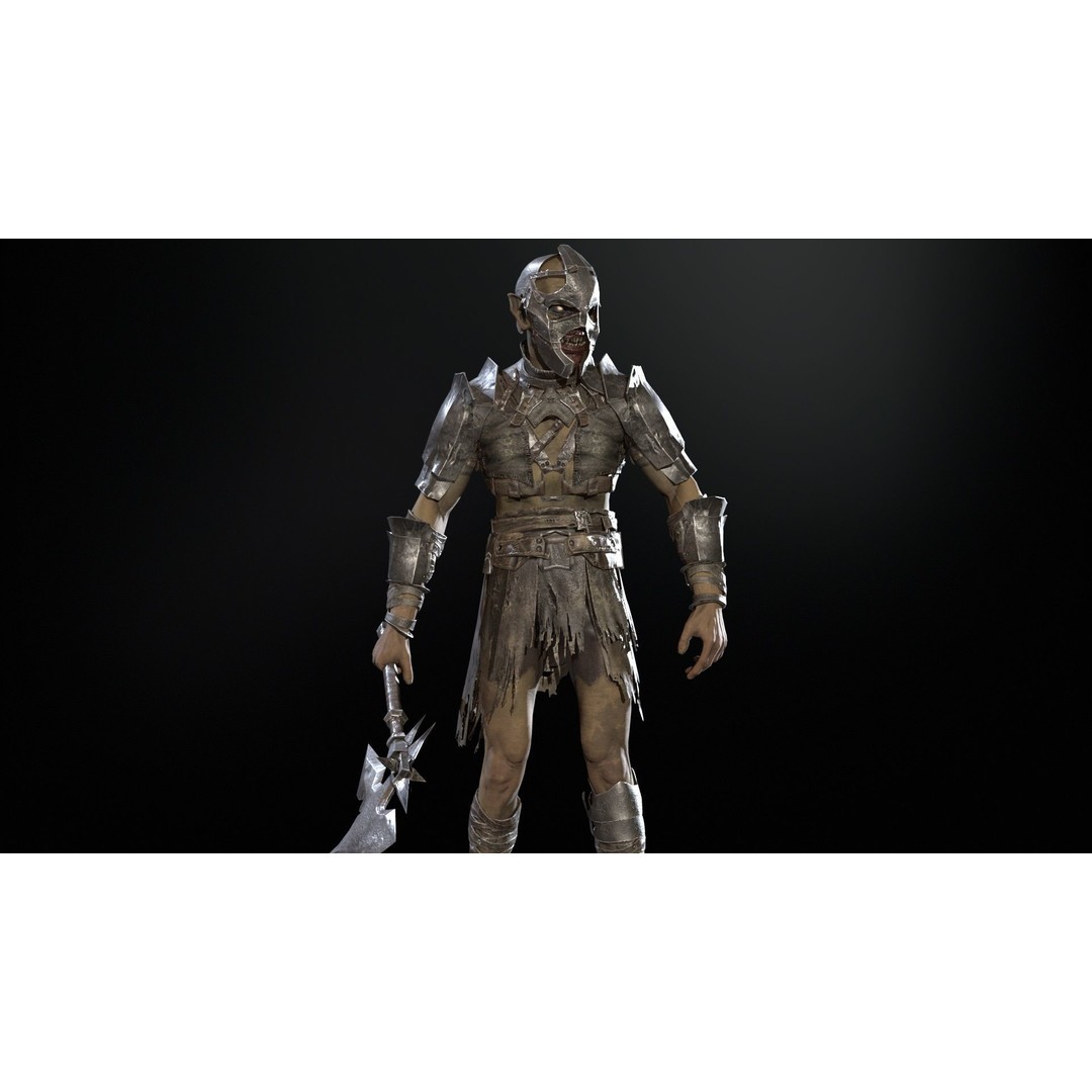 SkinnyOrc 3D Model – Low Poly Character with Animations, FBX - View 9