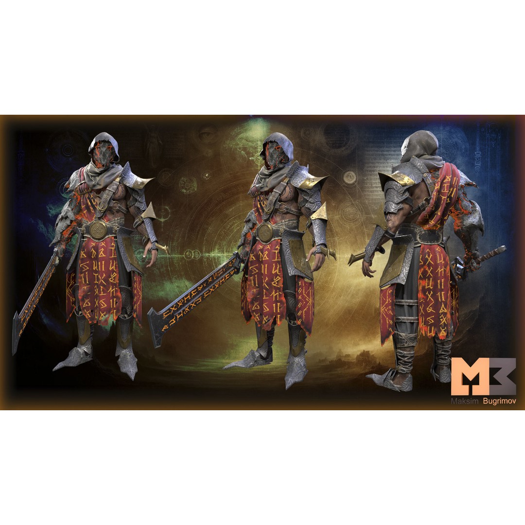 Demonic Warrior 3D Model – Low Poly RPG Character, FBX, Rigged - View 3