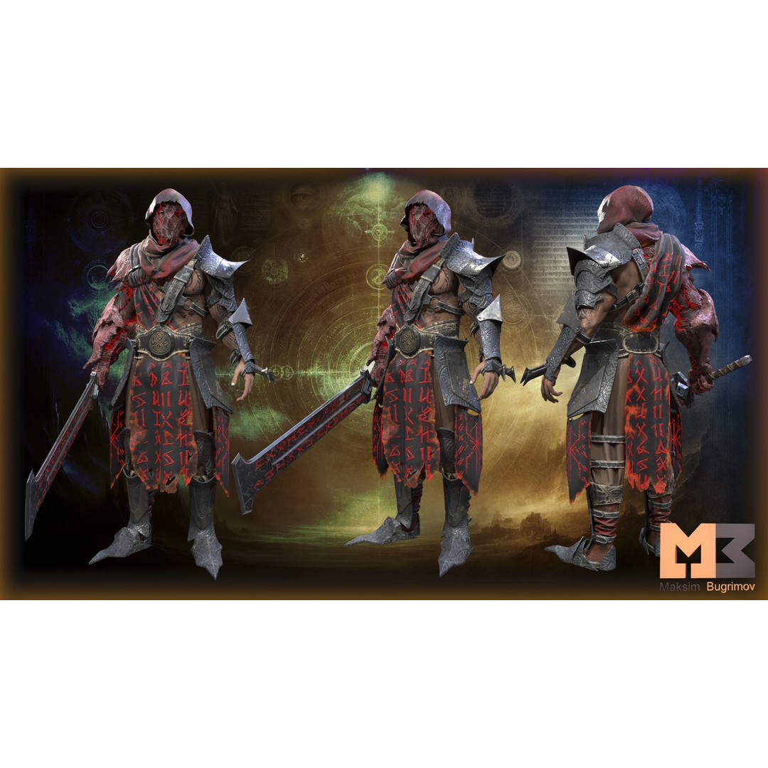 Demonic Warrior 3D Model – Low Poly RPG Character, FBX, Rigged - View 4
