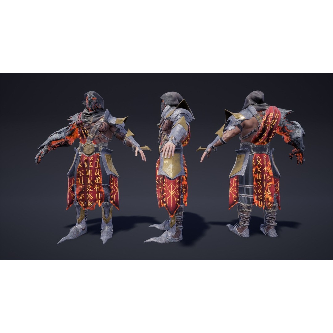Demonic Warrior 3D Model – Low Poly RPG Character, FBX, Rigged - View 7