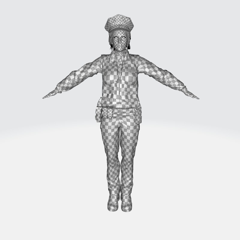 Realistic Female Police Officer 3D Model – Low Poly Rigged Character, FBX