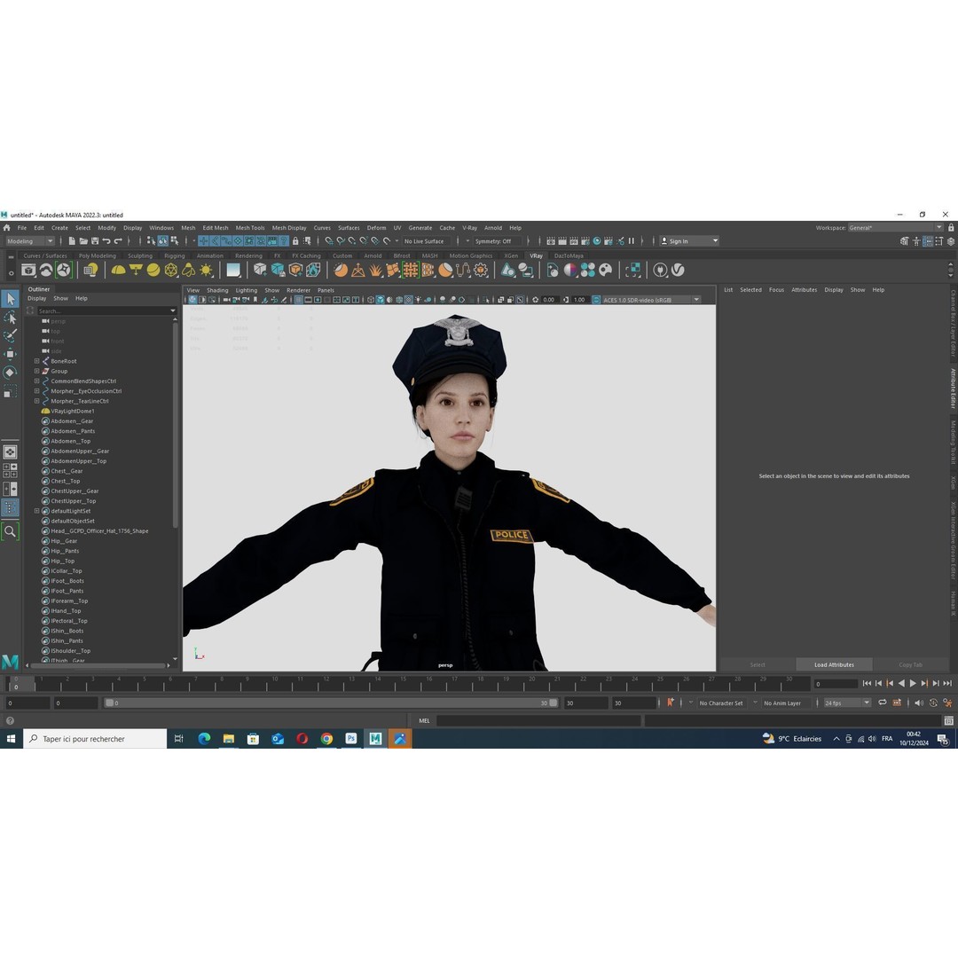 Realistic Female Police Officer 3D Model – Low Poly Rigged Character, FBX - View 15