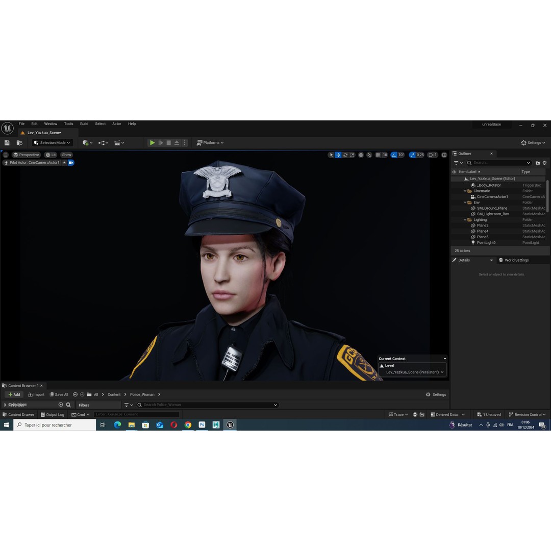 Realistic Female Police Officer 3D Model – Low Poly Rigged Character, FBX - View 19