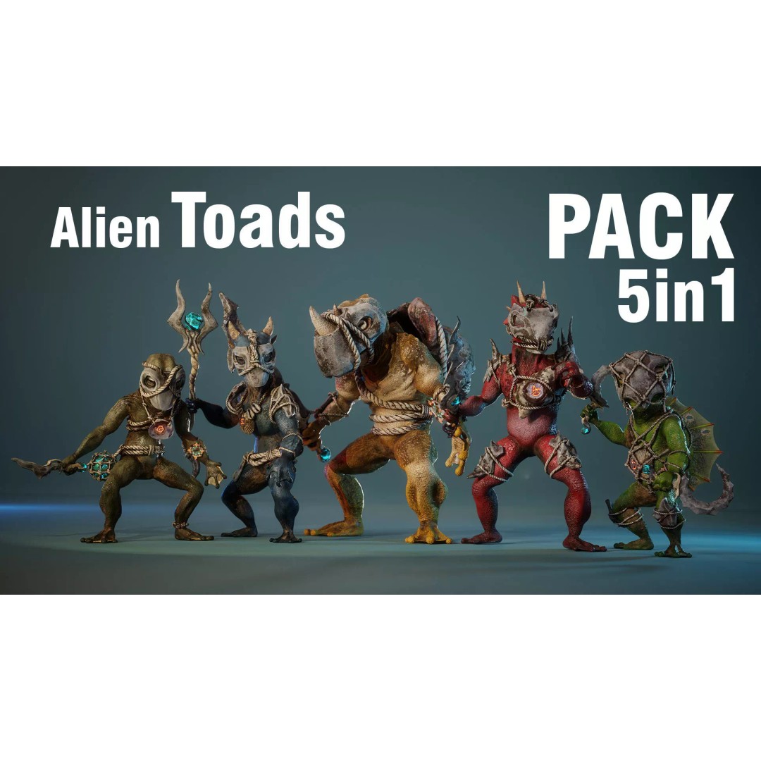 Alien Toads 3D Model – Low Poly Game Ready Characters, FBX - View 2