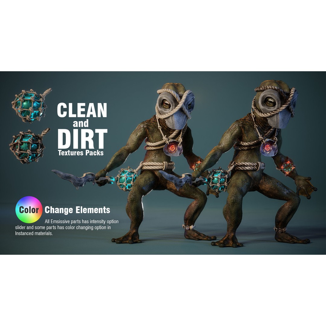 Alien Toads 3D Model – Low Poly Game Ready Characters, FBX - View 5