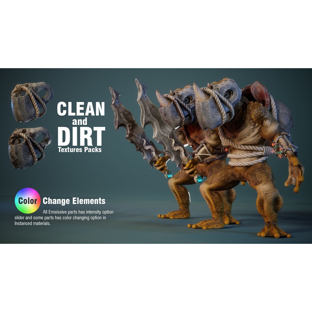 Alien Toads 3D Model – Low Poly Game Ready Characters, FBX - View 7