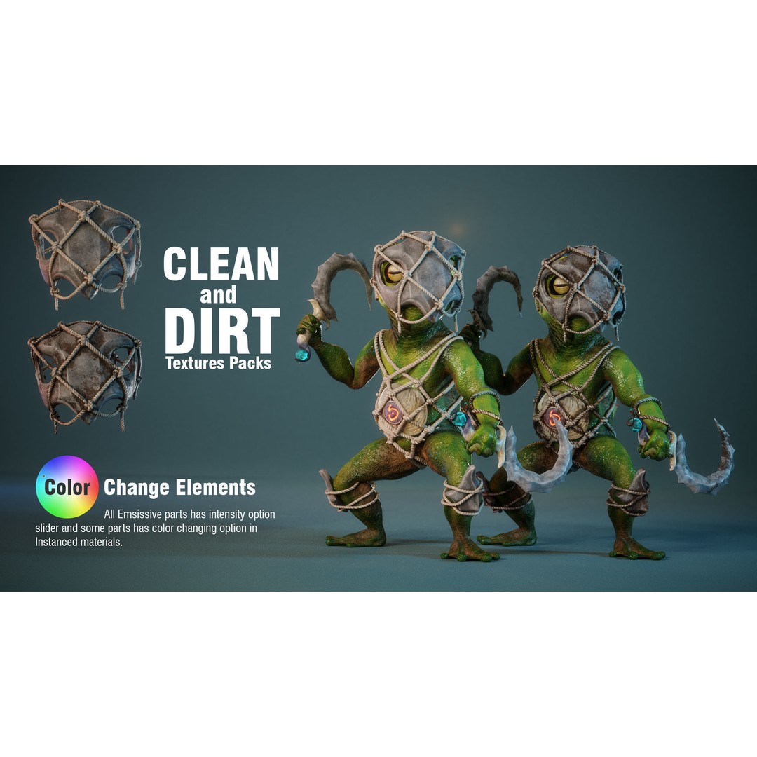 Alien Toads 3D Model – Low Poly Game Ready Characters, FBX - View 9