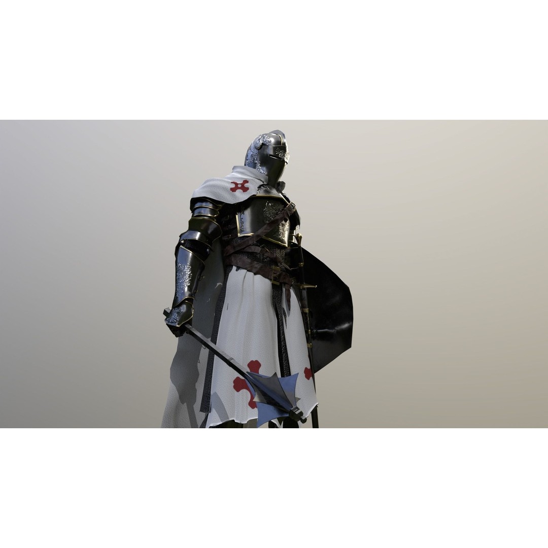 Armored Knight 3D Model – Low Poly Rigged Character with PBR Textures - View 10