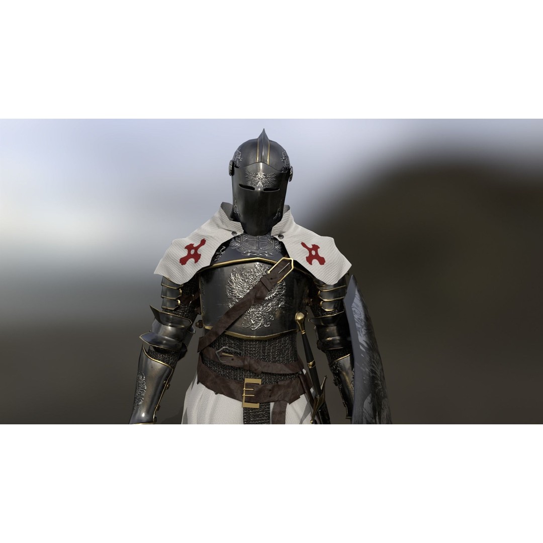 Armored Knight 3D Model – Low Poly Rigged Character with PBR Textures - View 13