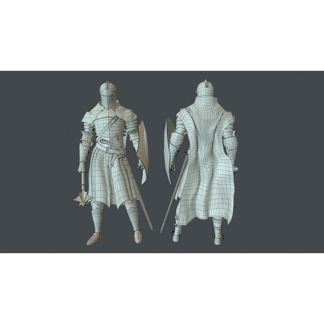 Armored Knight 3D Model – Low Poly Rigged Character with PBR Textures - View 15