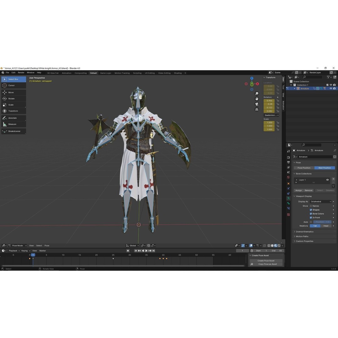 Armored Knight 3D Model – Low Poly Rigged Character with PBR Textures - View 16