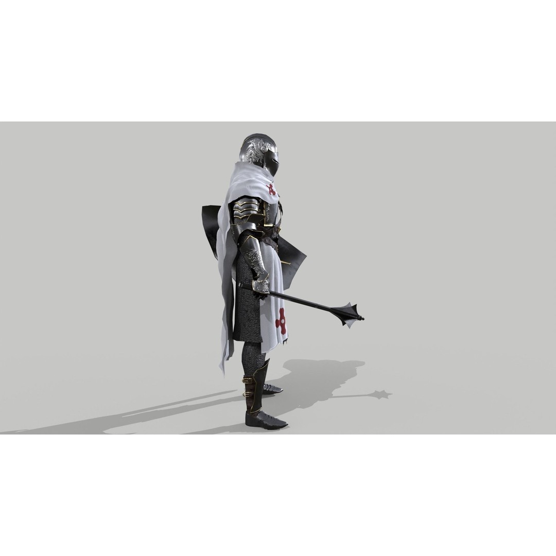 Armored Knight 3D Model – Low Poly Rigged Character with PBR Textures - View 3
