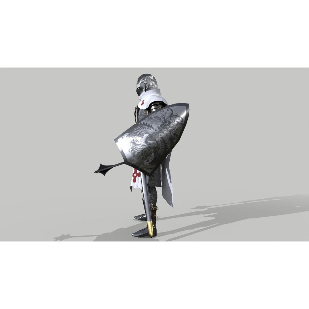 Armored Knight 3D Model – Low Poly Rigged Character with PBR Textures - View 4