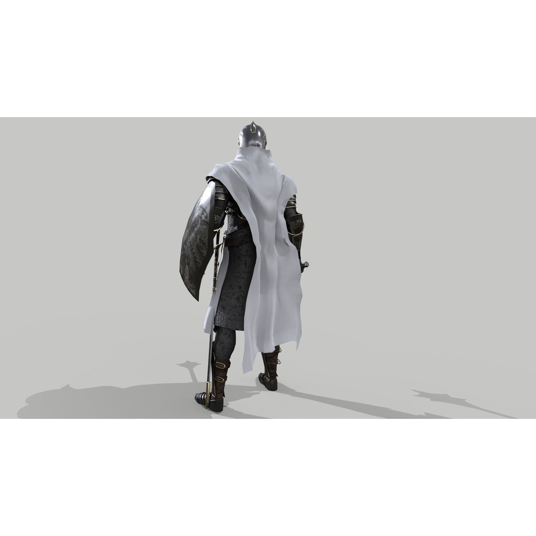 Armored Knight 3D Model – Low Poly Rigged Character with PBR Textures - View 5