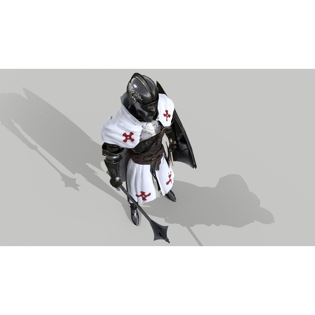 Armored Knight 3D Model – Low Poly Rigged Character with PBR Textures - View 6