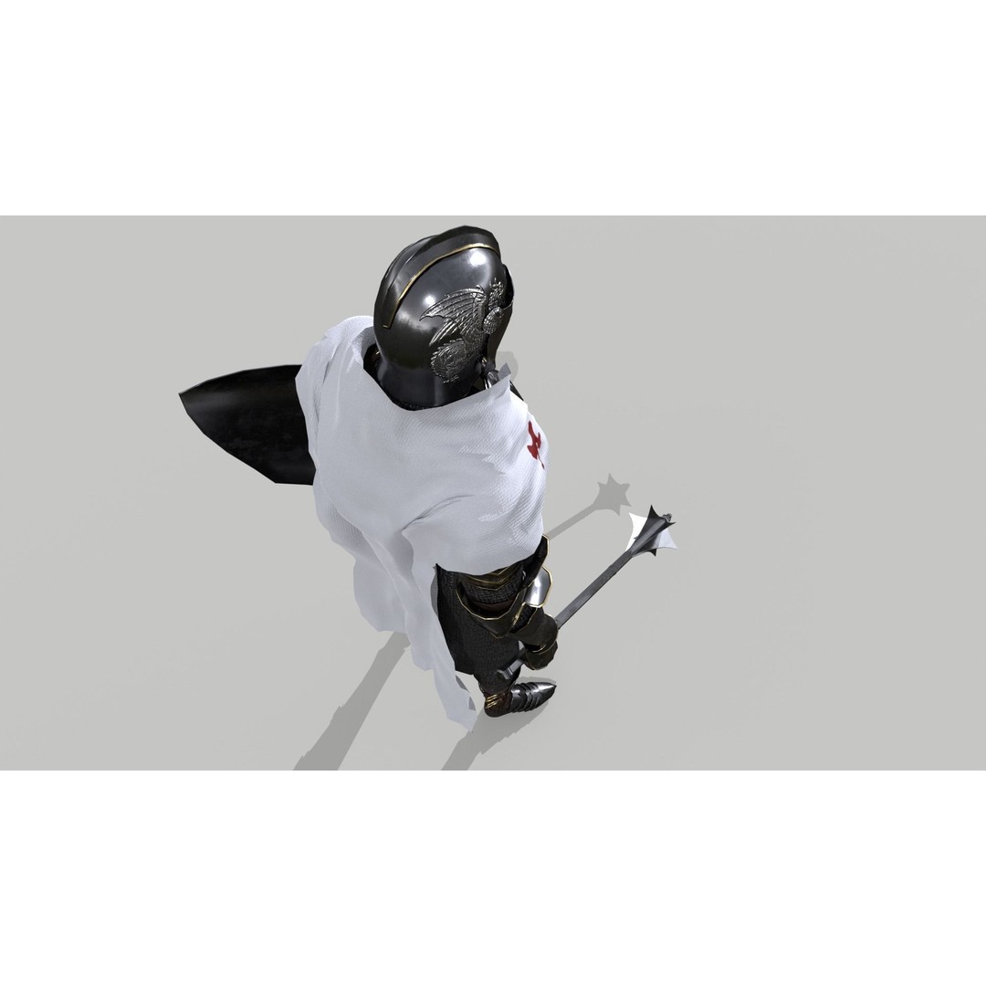 Armored Knight 3D Model – Low Poly Rigged Character with PBR Textures - View 7