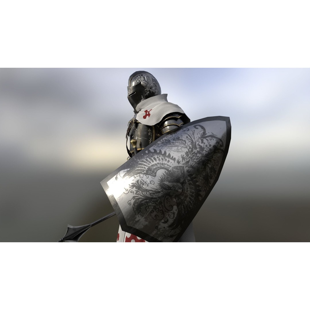 Armored Knight 3D Model – Low Poly Rigged Character with PBR Textures - View 8