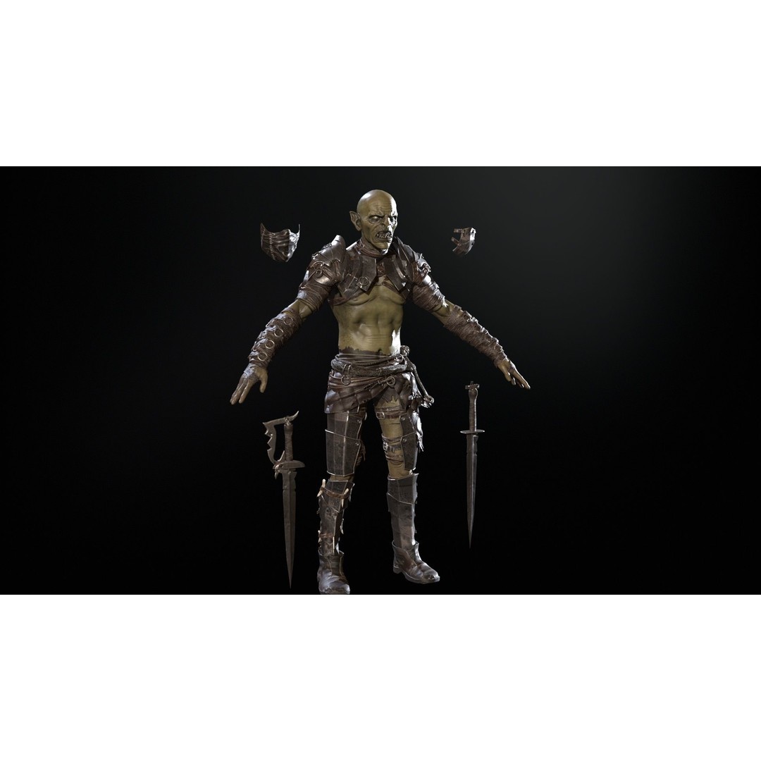 SkinnyOrc 3D Model – Low Poly Character, Rigged with Animations - View 10