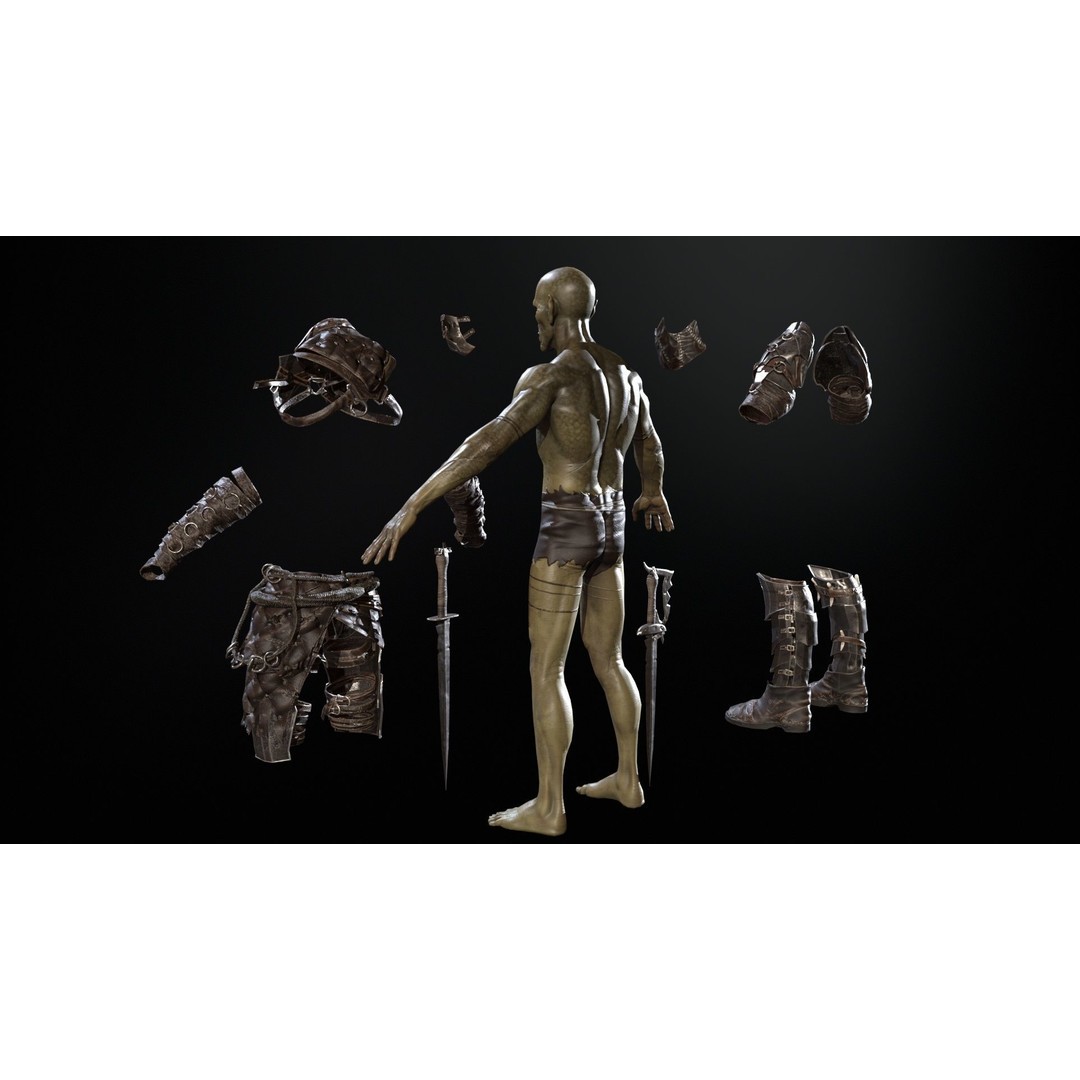 SkinnyOrc 3D Model – Low Poly Character, Rigged with Animations - View 12