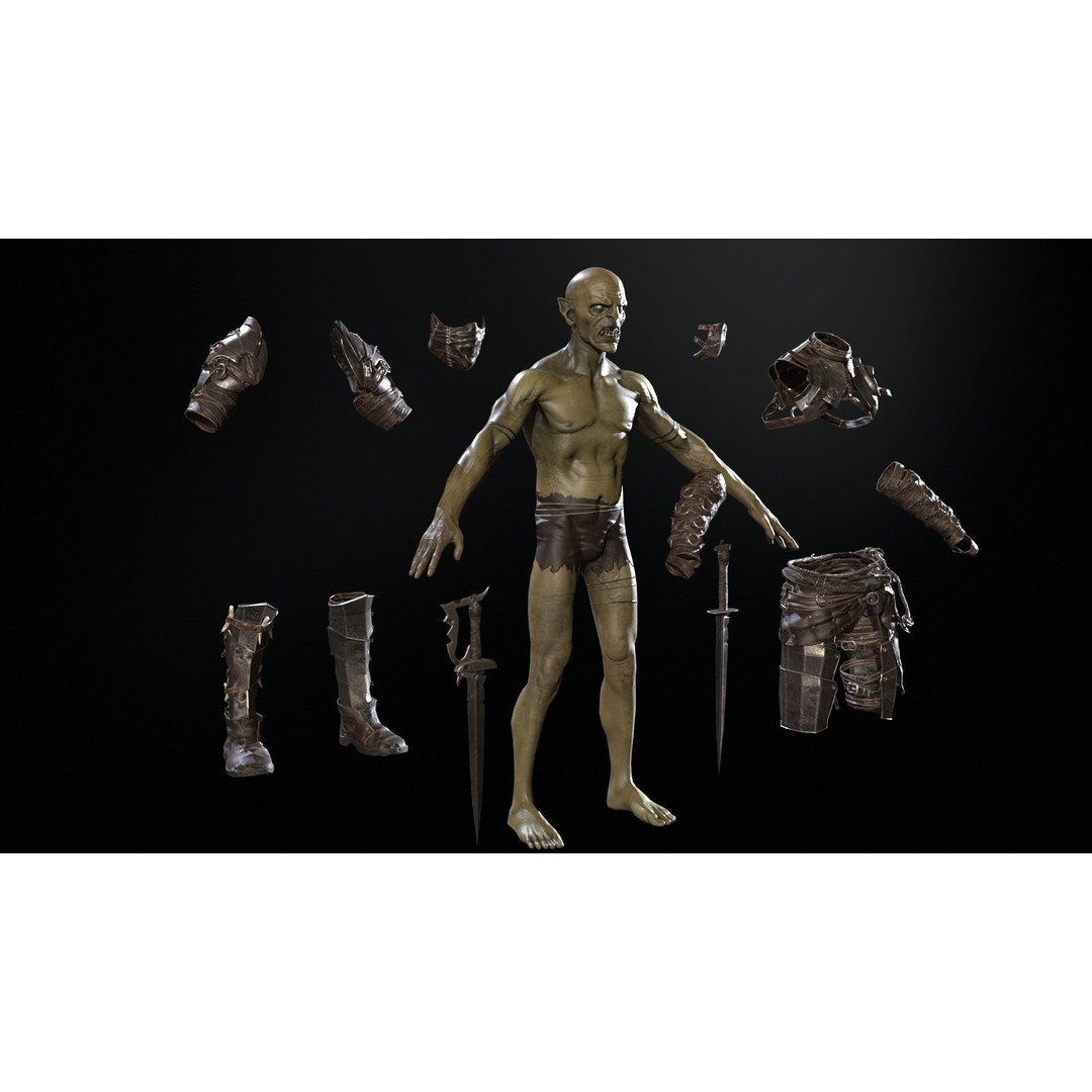 SkinnyOrc 3D Model – Low Poly Character, Rigged with Animations - View 13