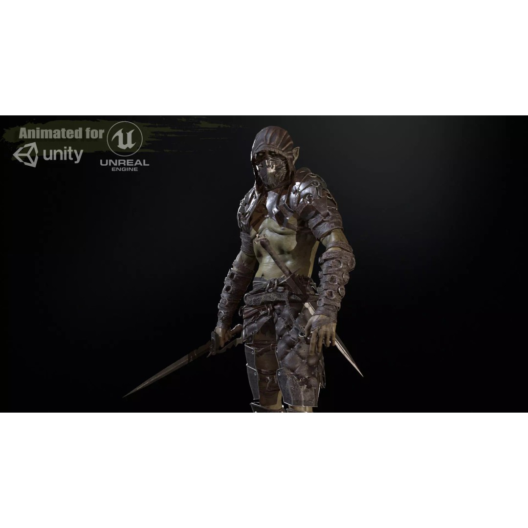 SkinnyOrc 3D Model – Low Poly Character, Rigged with Animations - View 2