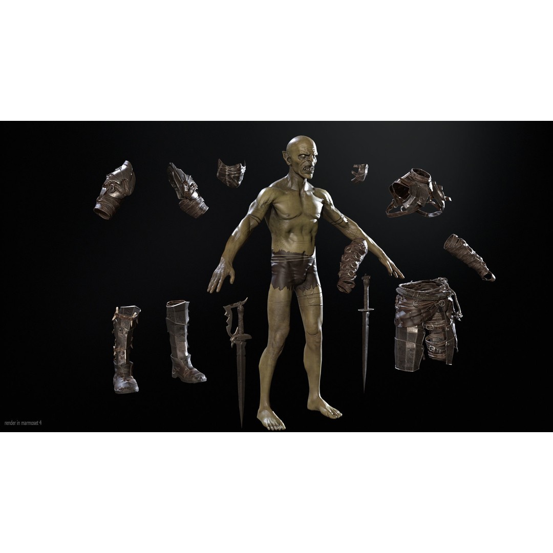 SkinnyOrc 3D Model – Low Poly Character, Rigged with Animations - View 6
