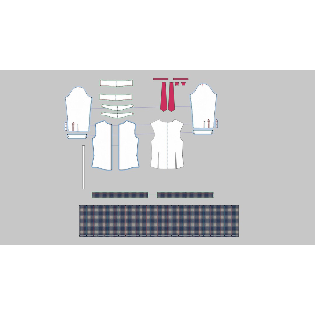 School Uniform 3D Model – Marvelous Designer Clothing, OBJ & BLEND - View 11