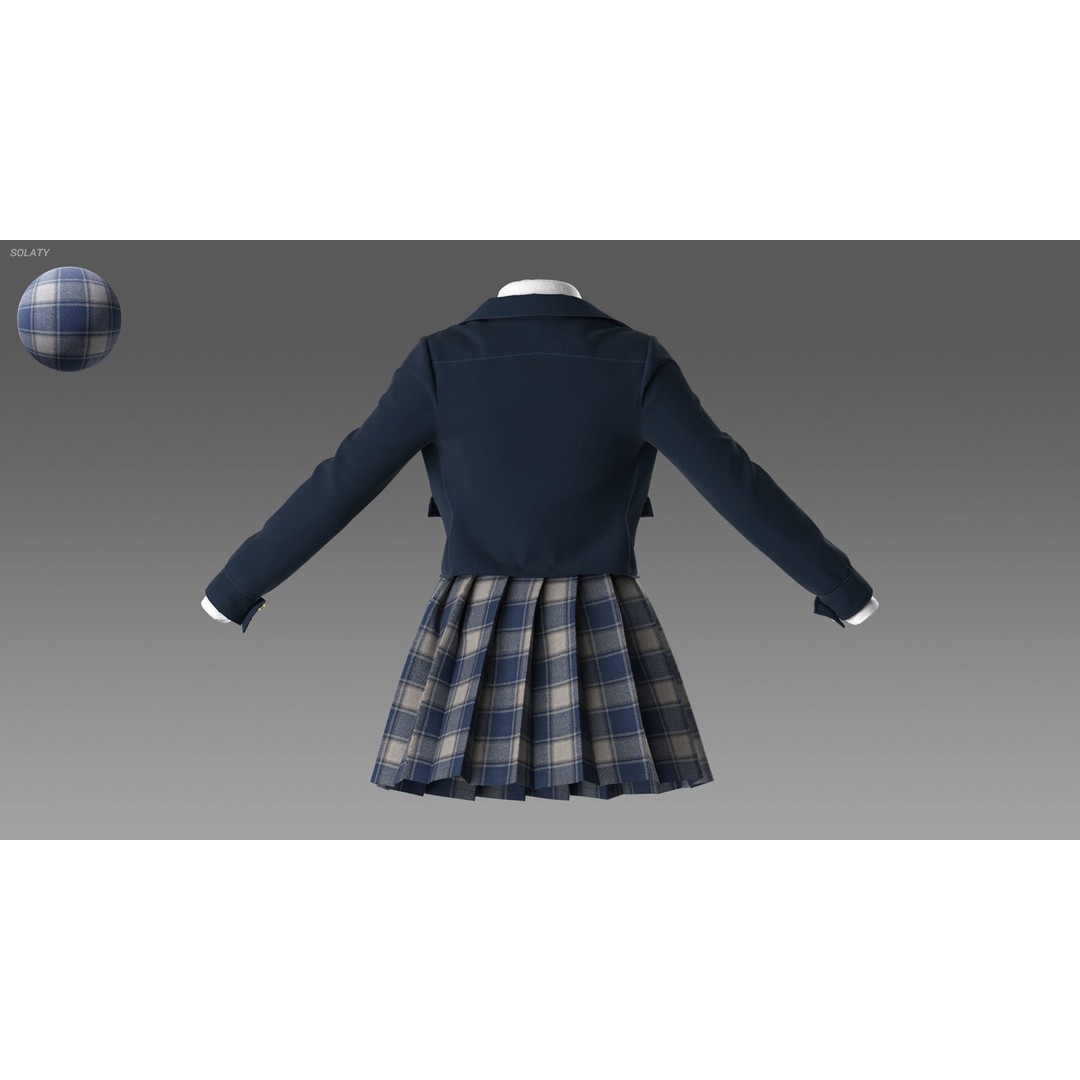 School Uniform 3D Model – Marvelous Designer Clothing, OBJ & BLEND - View 5