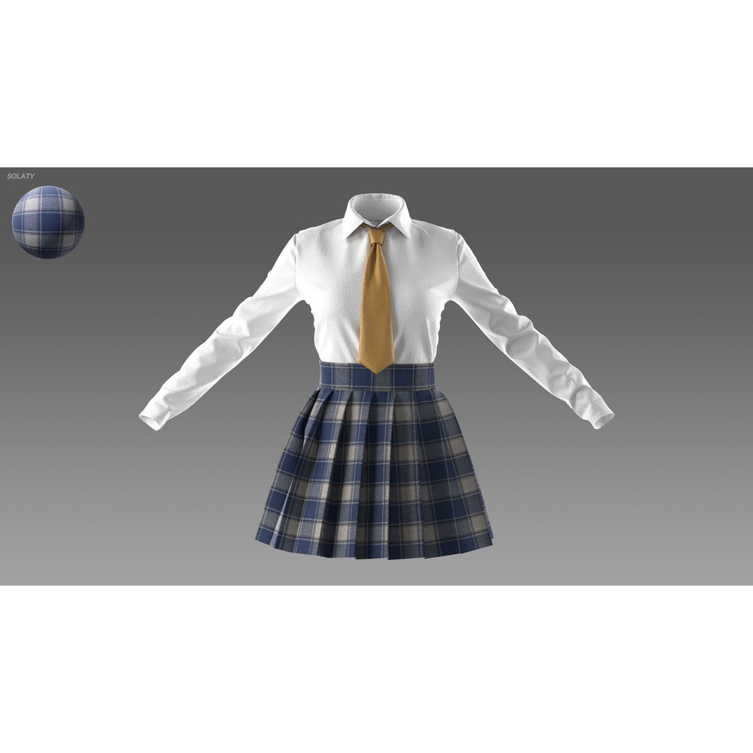School Uniform 3D Model – Marvelous Designer Clothing, OBJ & BLEND - View 6