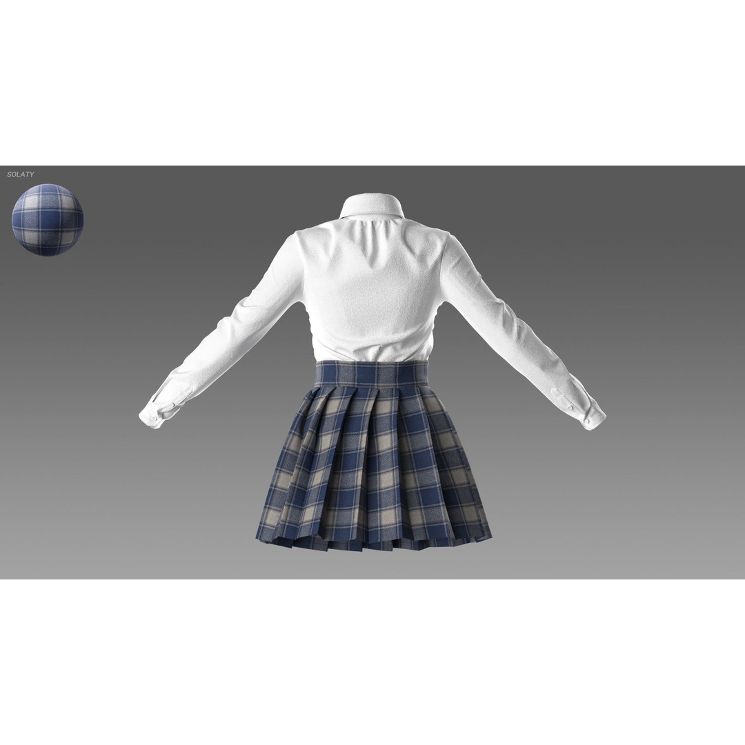 School Uniform 3D Model – Marvelous Designer Clothing, OBJ & BLEND - View 7