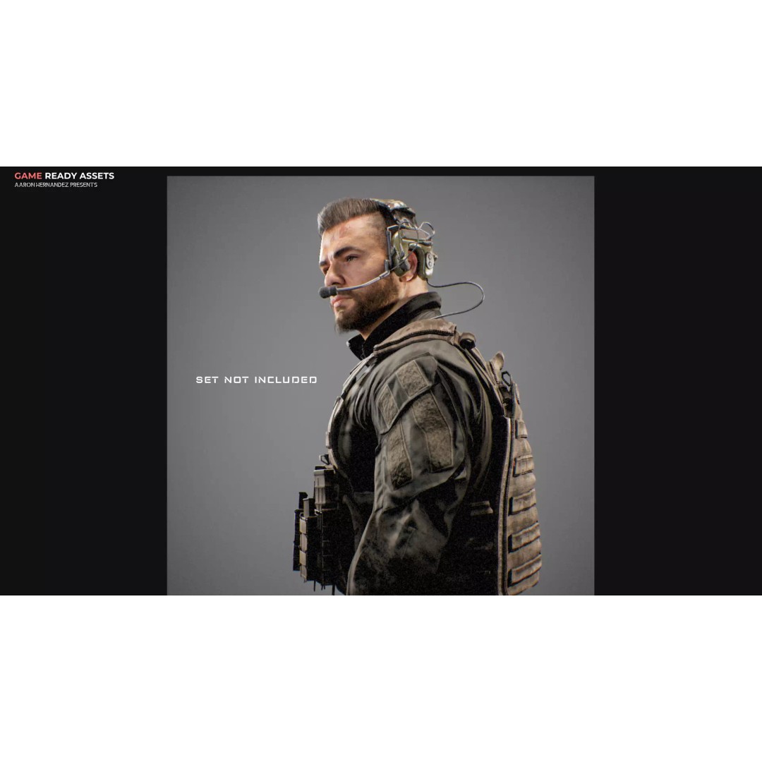 Realistic Military Base Male Character 3D Model – Low Poly Rigged Asset for Games