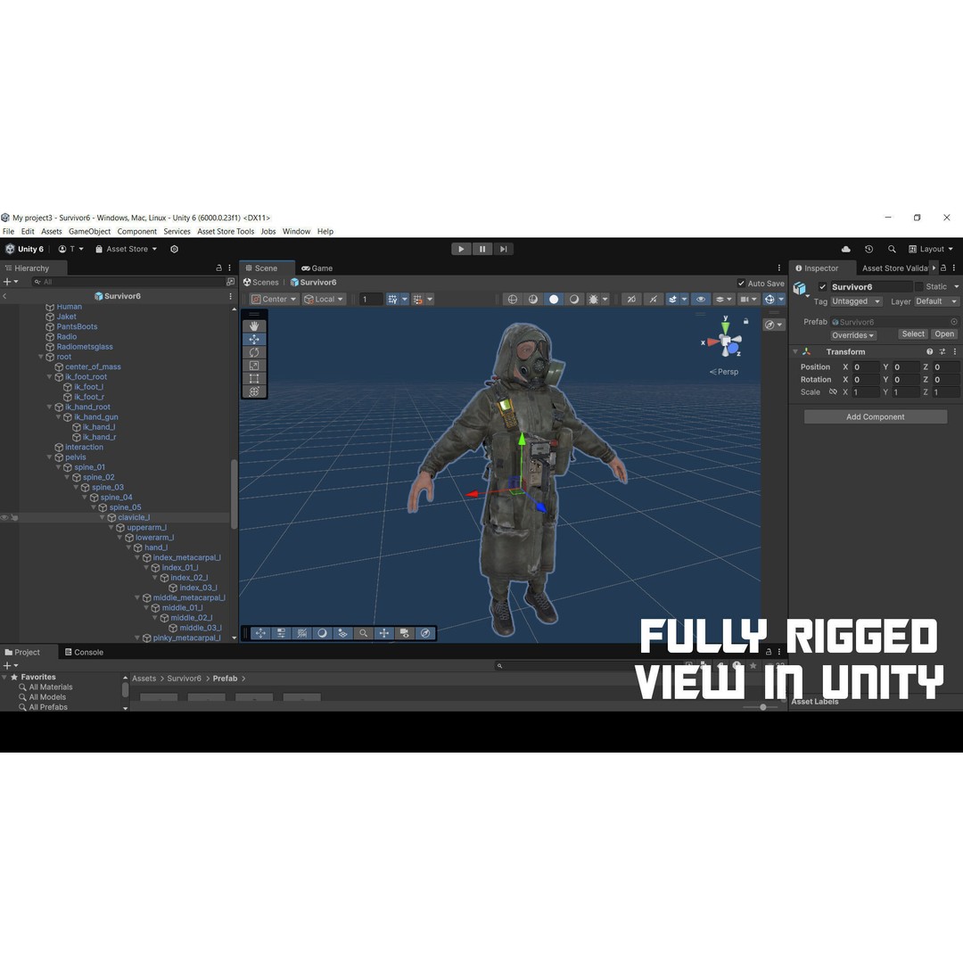 Post-Apocalyptic Survivor 3D Model – Modular Low-Poly Game Asset, FBX