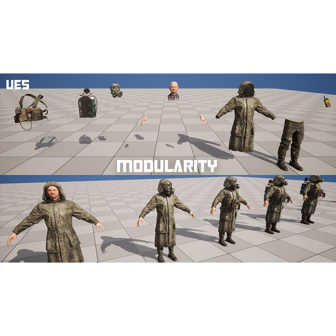 Post-Apocalyptic Survivor 3D Model – Modular Low-Poly Game Asset, FBX - View 21