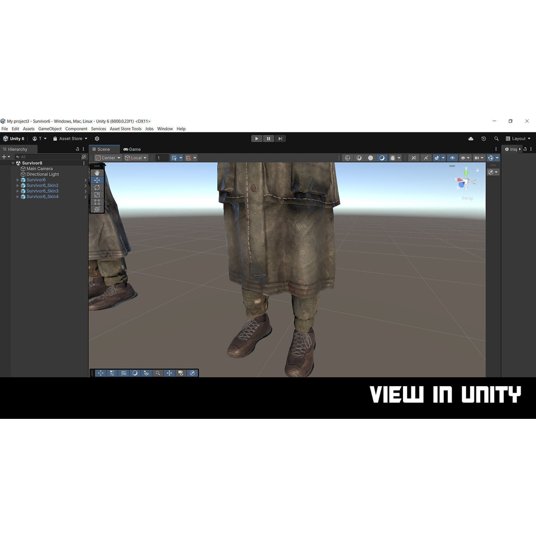 Post-Apocalyptic Survivor 3D Model – Modular Low-Poly Game Asset, FBX - View 33
