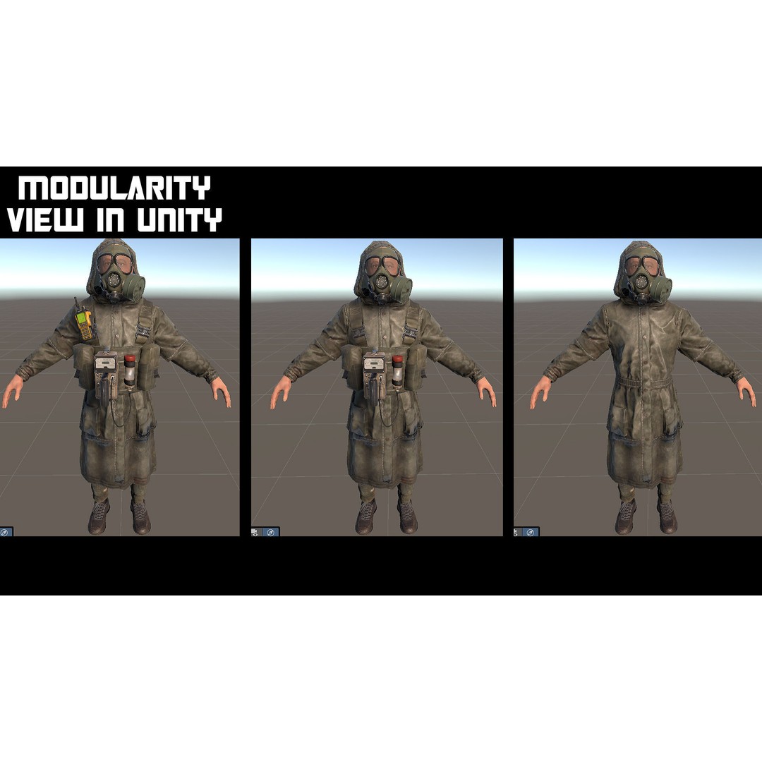Post-Apocalyptic Survivor 3D Model – Modular Low-Poly Game Asset, FBX - View 35
